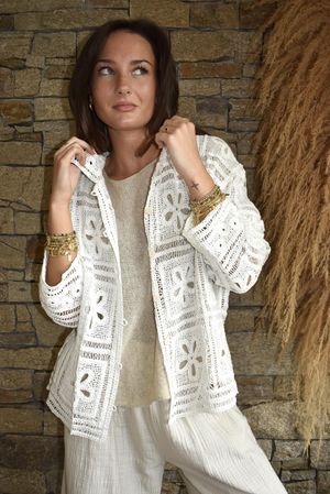 Trivento Patchwork Crochet Jacket White